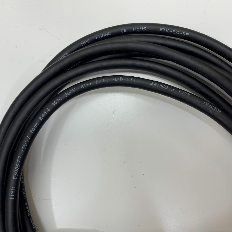 Cáp MTR11-ENC Extension Encoder VGA 3 Row HD D-SUB 15 Pin Male to Female Dài 4.5M 15ft Cable HAE KWANG E300577 24AWG X 5PR 80°C 300V VW-1 STK-24-5P OD 8.0mm Color Black