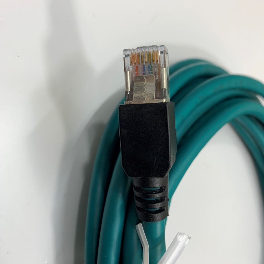 Cáp CCB-84901-1003-05 17Ft Dài 5M Cable Ethernet COGNEX M12 A-Code 8 Pin Male to RJ45 Green Color PVC