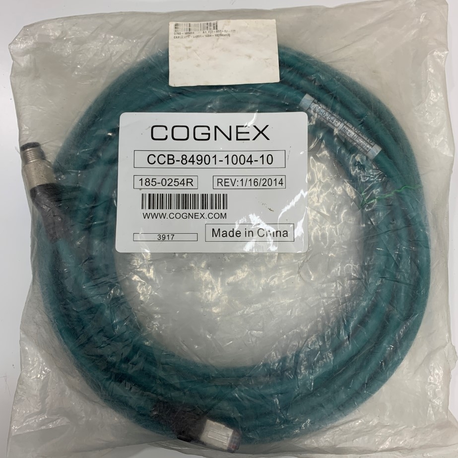 Cáp CCB-84901-1004-10 185-0254R 33Ft Dài 10M Cable Ethernet COGNEX M12 A-Code 8 Pin Male to RJ45 Green Color PVC