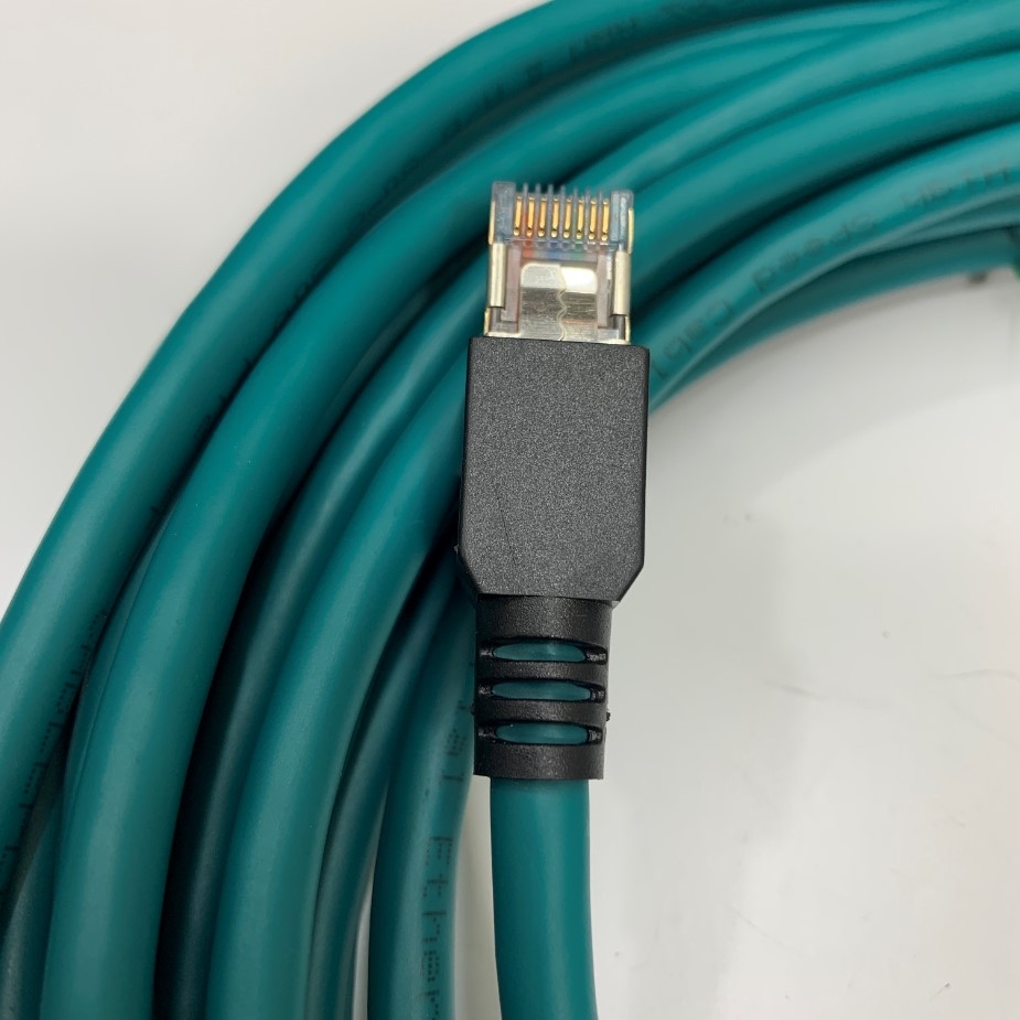 Cáp CCB-84901-1004-10 185-0254R 33Ft Dài 10M Cable Ethernet COGNEX M12 A-Code 8 Pin Male to RJ45 Green Color PVC