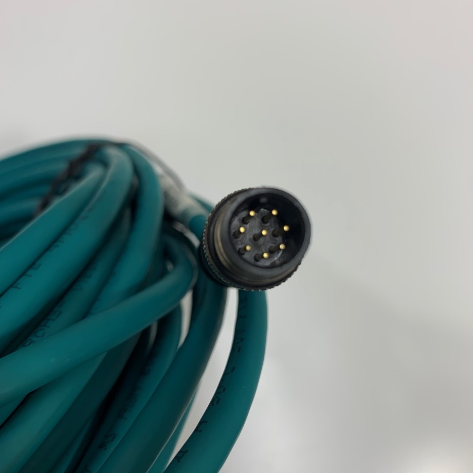 Cáp M12EN-M8SR-20M 65Ft Dài 20M Cable Ethernet COGNEX M12 A-Code 8 Pin Male to RJ45 Green Color PVC