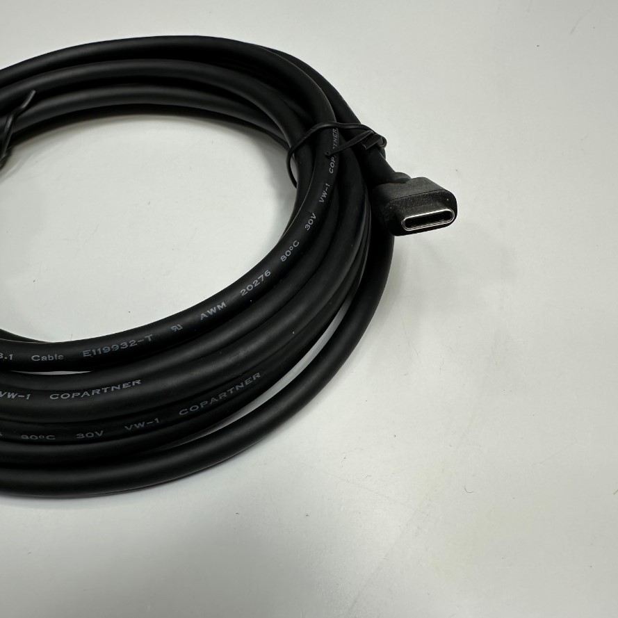 Cáp 3.2M 10.7ft USB 3.0 Male to USB 3.1 Type-C Male Shielded Cable E119932-7 AWM 20276 80°C 30V VW-1 For Industrial Camera, PLC/HMI Communication Type-C Plug Power and Data Transfer 5Gbit/s