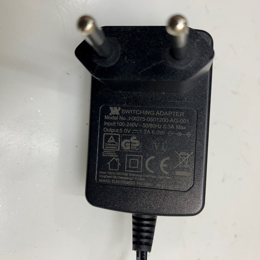 Adapter 5V 1.2A 6W HUAXU HX075-0501200-AG-001 Connector Tip Size 3.5mm x 1.35mm For Network Switch, HDMI Splitter Switch, Android Smart TV Box & Camera IP