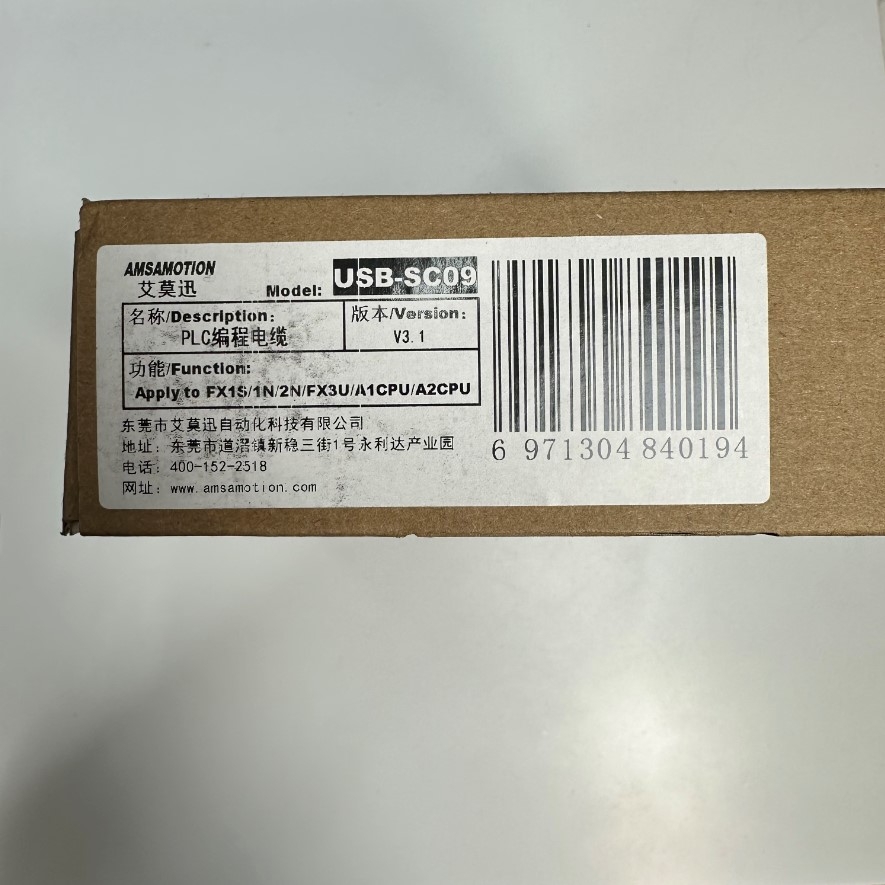 Cáp 3M 10ft AMSAMOTION USB-SC09 PLC Programming Cable Suitable FX/A Series For Mitsubishi FX FX1S 1N 2N 3U AW Series PLC