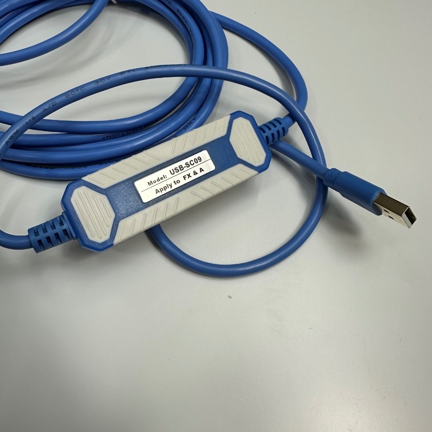 Cáp 3M 10ft AMSAMOTION USB-SC09 PLC Programming Cable Suitable FX/A Series For Mitsubishi FX FX1S 1N 2N 3U AW Series PLC