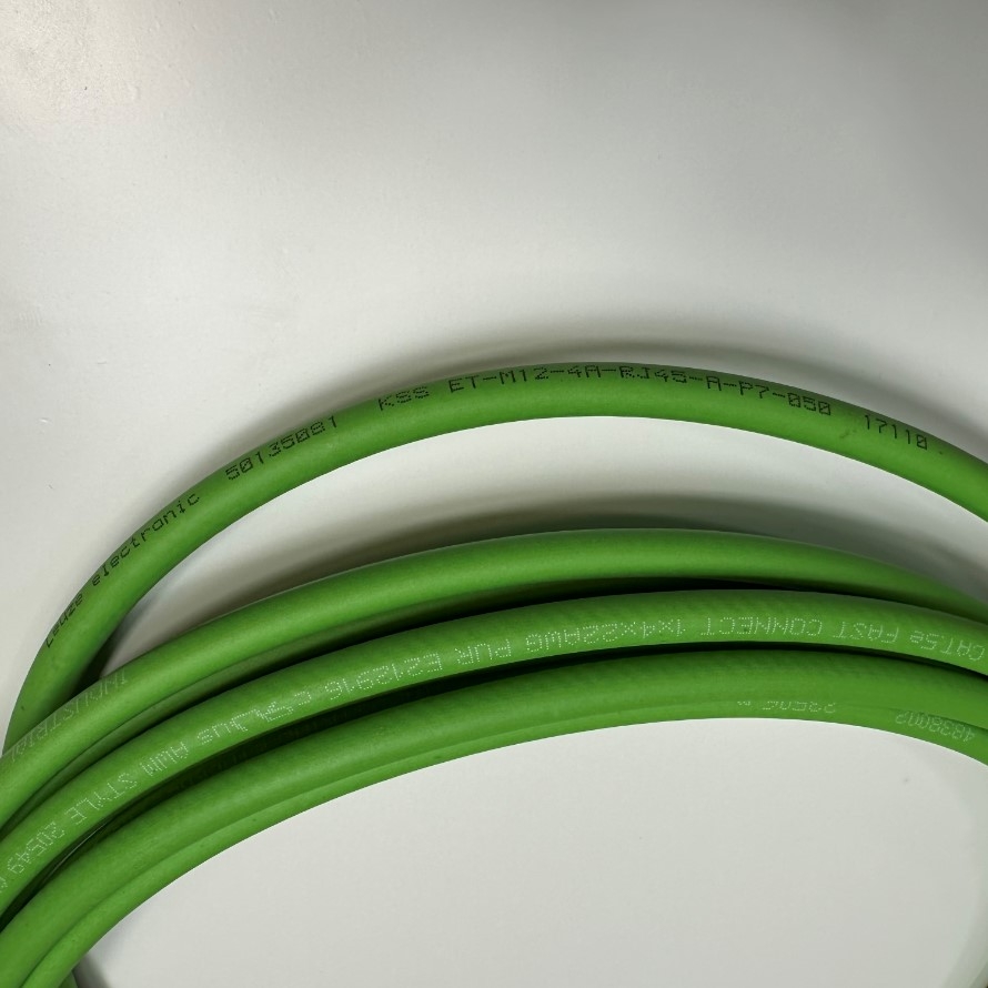 Cáp 5M 17ft LEUZE 50135081 M12 4 Pin D-Code Male to RJ45 Cable Ethernet Industrial