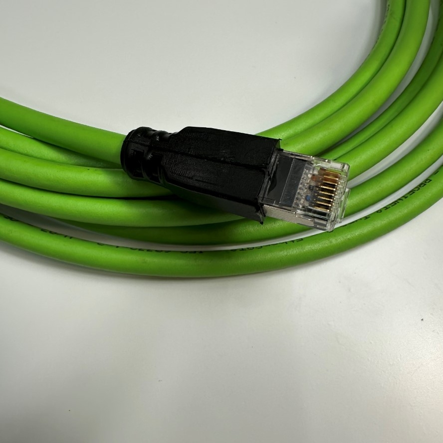 Cáp 5M 17ft TECO Cable M12 4 Pin D-Code Male to RJ45 For Cable Industrial Ethernet Cable