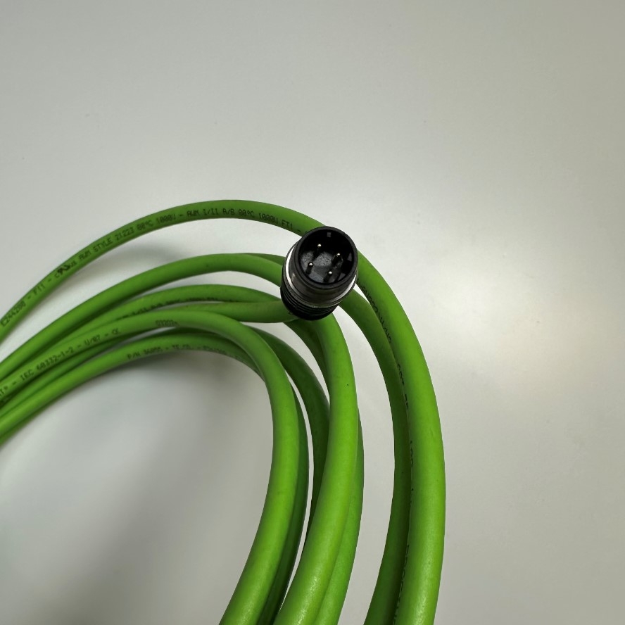 Cáp 5M 17ft TECO Cable M12 4 Pin D-Code Male to RJ45 For Cable Industrial Ethernet Cable
