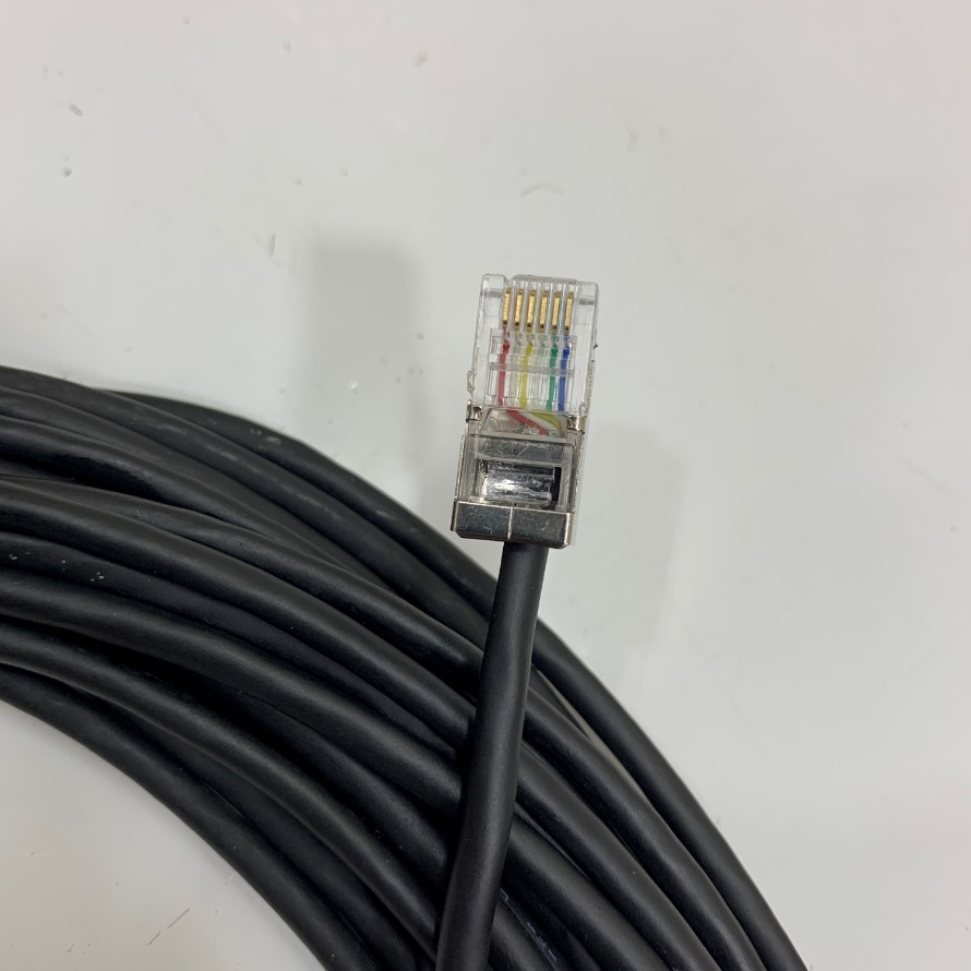 Cáp RJ12 6P6C 6 Pin jack Male to Male Cable Straight Shielded Black Dài 15M 50ft For Polycom Studio Community Expansion microphones