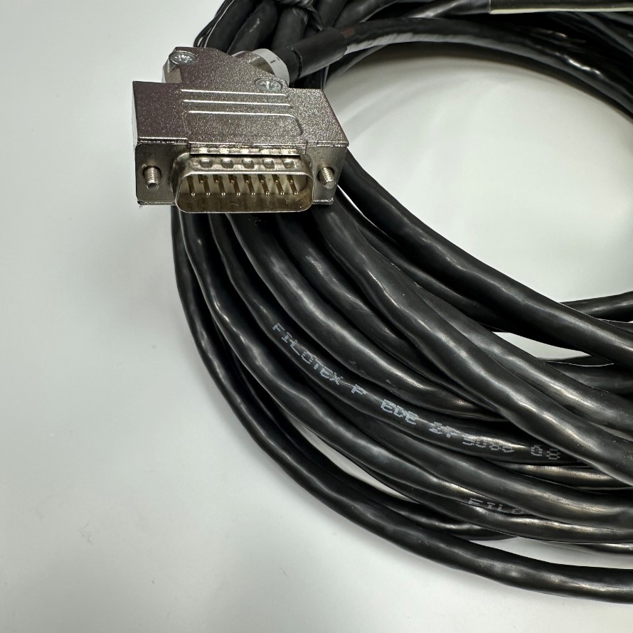 Cáp 5M 17ft RKG4200 Rexroth IndraDrive Cs Encoder Cable M23 10 Pin Female to DB15 Male Shielded For Điều Khiển Tín Hiệu Motor Máy Cắt Tự Động Bullmer Control Signal Wire