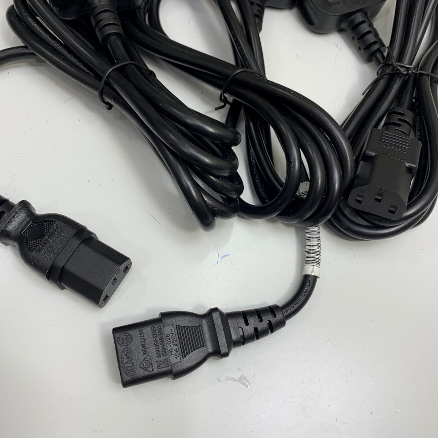 Dây Nguồn UK Plug to C13 Power Cord 10A Fused Dài 1.8M 6ft 10A 250V 18AWG 3x0.75mm² H05VV-F Cable Black OD 6.8mm For Cisco AC Power Cord and Industrial PC Desktop Computer