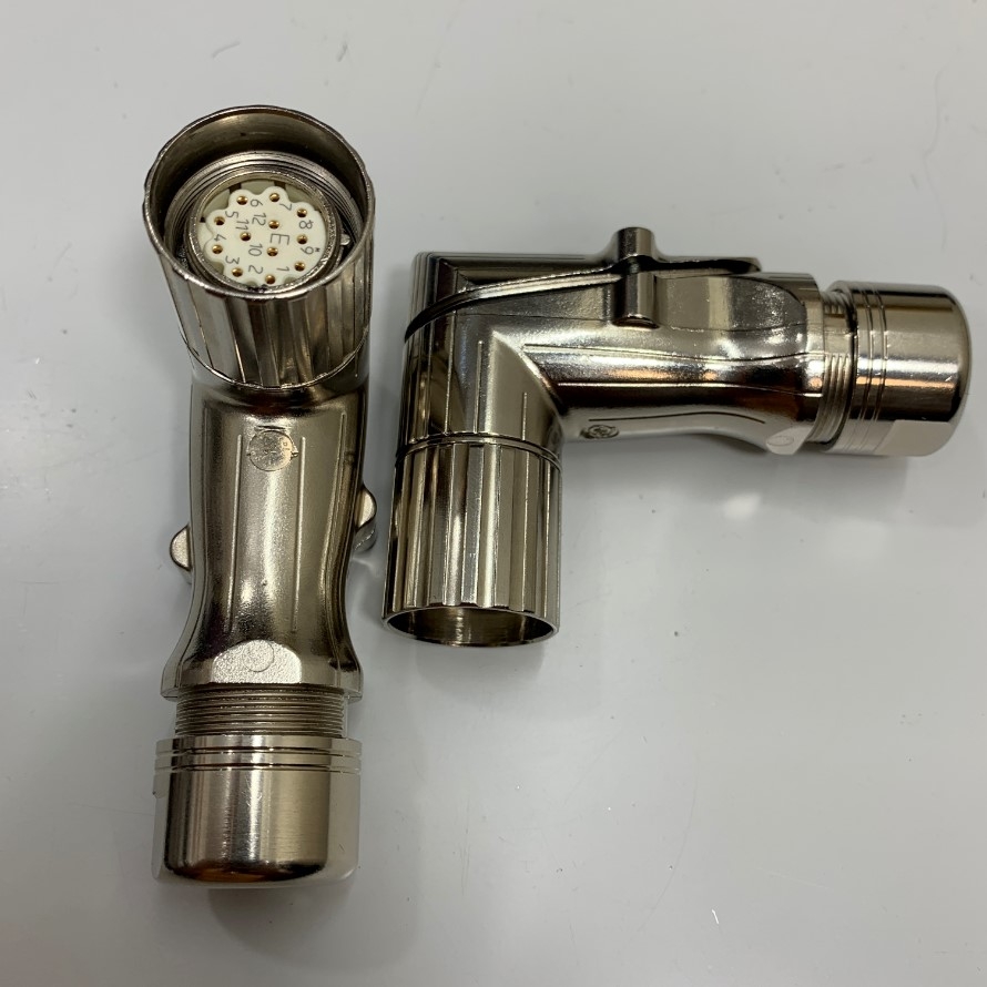 Đầu Jack Phoenix Contact M23 12 Pin 12E Female Circular Connector Right Angle 90 Degree For Servo Motor & Encoder
