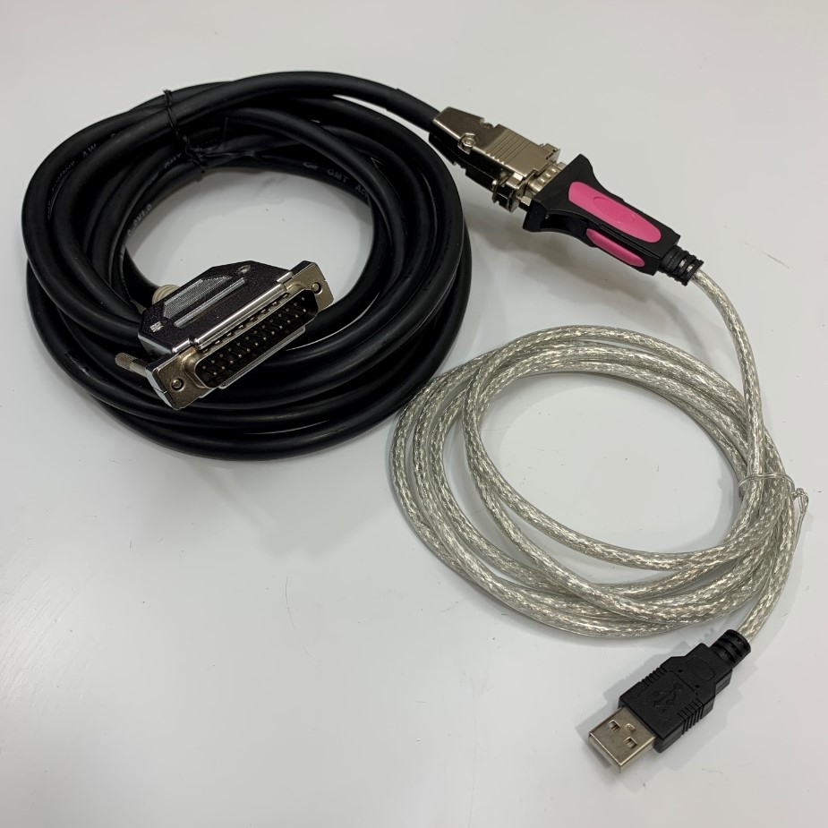 Cáp USB to RS232 Converter + Cáp Điều Khiển Chất Lượng Cao CNC DNC Setting RS232 Serial Cable DB9 Female to DB25 Male 17Ft Dài 5M For Fanuc Data Software/Hardware & Machines