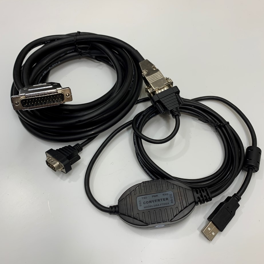 Cáp USB to 2 Port RS232 Converter + Cáp Điều Khiển Chất Lượng Cao CNC DNC Setting RS232 Serial Cable DB9 Female to DB25 Male Dài 4.5M For Fanuc Data Software/Hardware & Machines