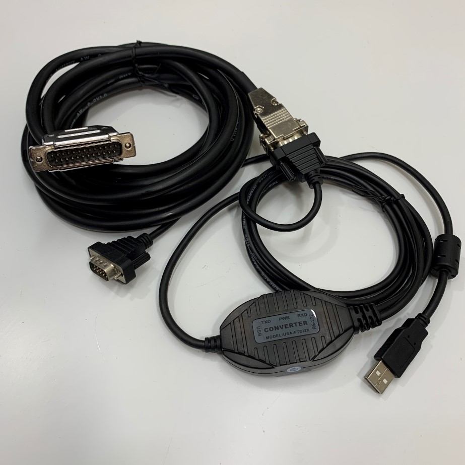 Cáp USB to 2 Port RS232 Converter + Cáp Điều Khiển Chất Lượng Cao CNC DNC Setting RS232 Serial Cable DB9 Female to DB25 Male Dài 4.5M For Fanuc Data Software/Hardware & Machines