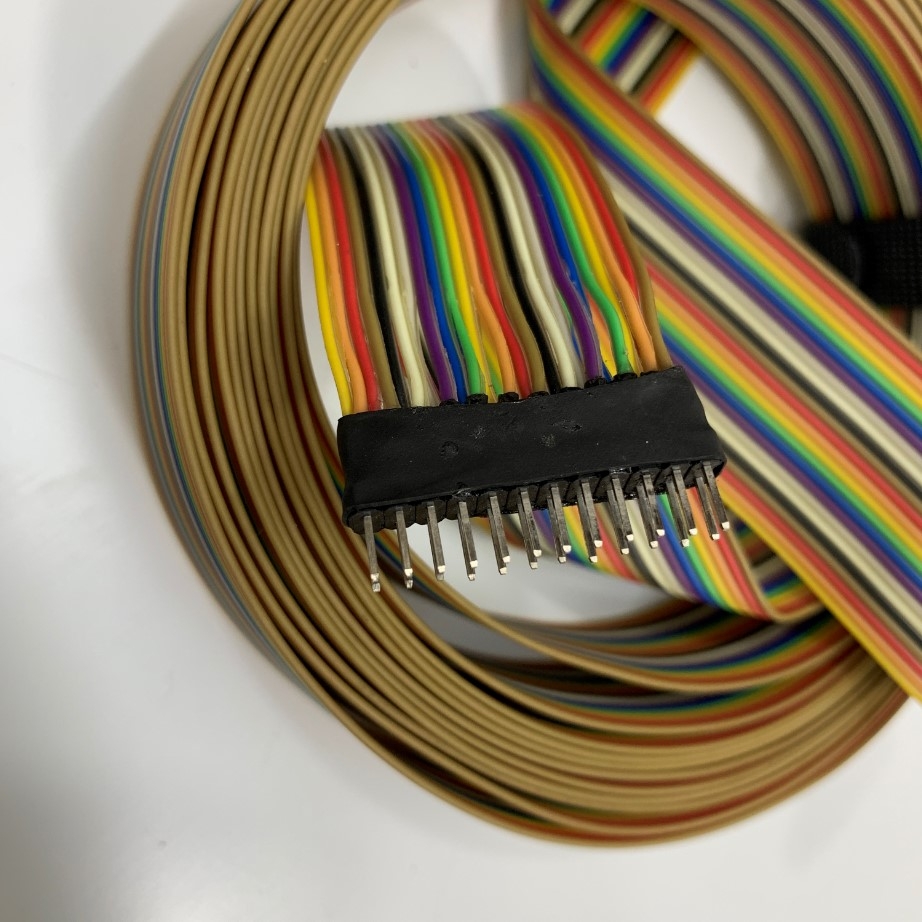 Cáp Flat Ribbon Rainbow Cable 10Ft Dài 3M FC-FD IDC 24 Pin 2.54mm Male to Female 26AWG 105°C 300V