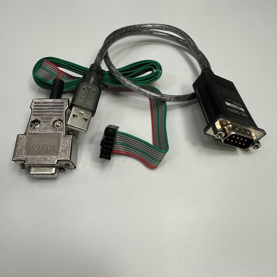 Cáp 2M 6.5ft Elecom USB-Serial Converter Chip Cable 10 Pin IDC Female 2.54mm Rainbow to RS232 DB9 Female Metal For Đồng Hồ Đo Lực Digital Force Gauges