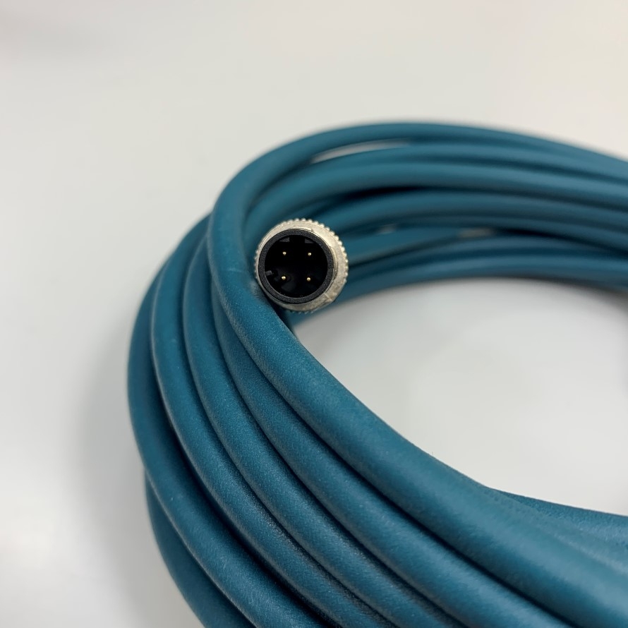 Cáp M12 Ethernet Cable D-Code 4 Pin Male to RJ45 Connector High Flex CAT5E Shielded Dài 5M 17ft For  NovAtel Smart7-I Ethernet Cable