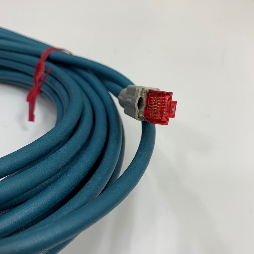 Cáp CAB-ETH-M05 Dài 5M 17ft PVC Cable Ethernet M12 4 Pin D-Code Male to RJ45 CAT5E Shielded For Datalogic Matrix Industrial DM3610 Matrix 120 Matrix 300N