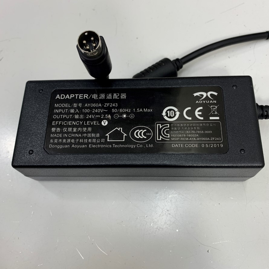 Adapter 24V 2.5A 60W AOYUAN Connector Tip Size 4 Pin Mini Din 10mm Plug