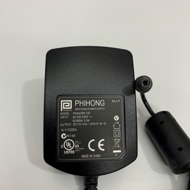 Adapter 12V 1.67A PHIHONG Connector Size 5.5mm x 2.1mm For Cân Điện Tử METTLER Toledo ML802E /03 Balance 820g