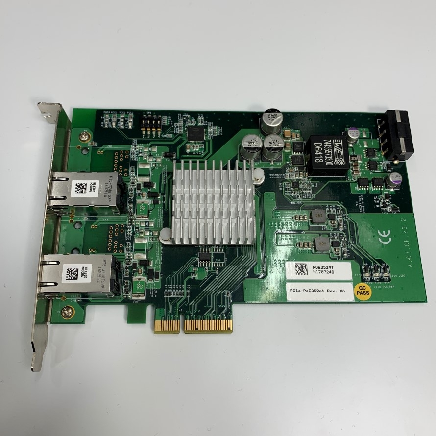 Card Mạng ADLINK PCIe-PoE352at Rev.A1 POE253AT PCI E X4 to 2 Port Dual RJ45 LAN Intel(R) I350 Gigabit Ethernet Controller Camera Capture Card For Basler Industrial GigE Camera