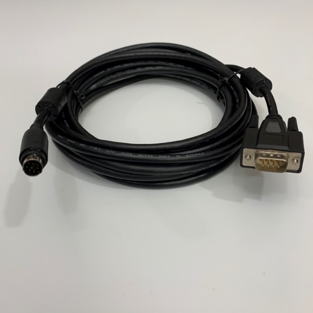 Cáp Lâp Trình GT01-C100R4-8P Mini Din 8 Pin to DB9 Male Communication RS422 Cable 5M For HMI GT11 GT15 GT16 GT104 GT105 Series Mitsubishi Với PLC Mitsubishi FX Series