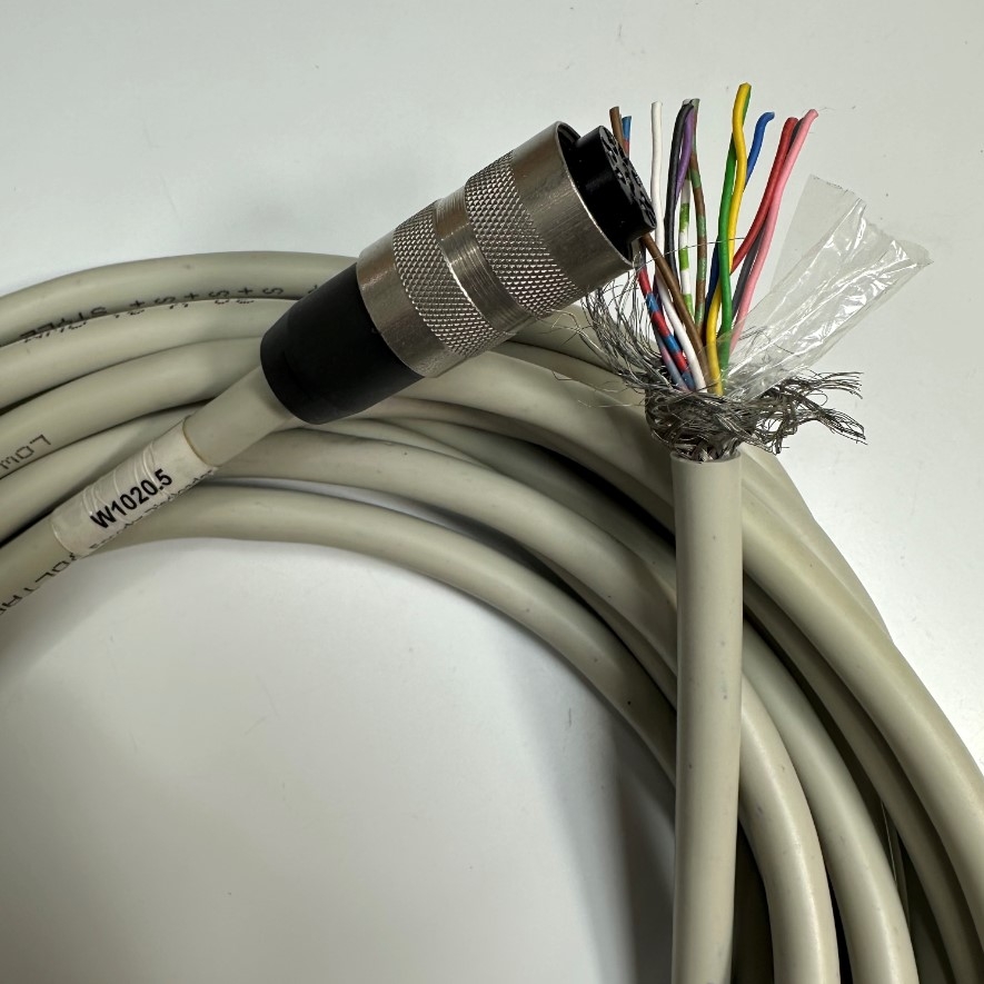 Cáp 5.7M 19ft Connector M16 AISG 8 Pin DIN Female to 8 Core Bare Wire Open For Encoder System Cable