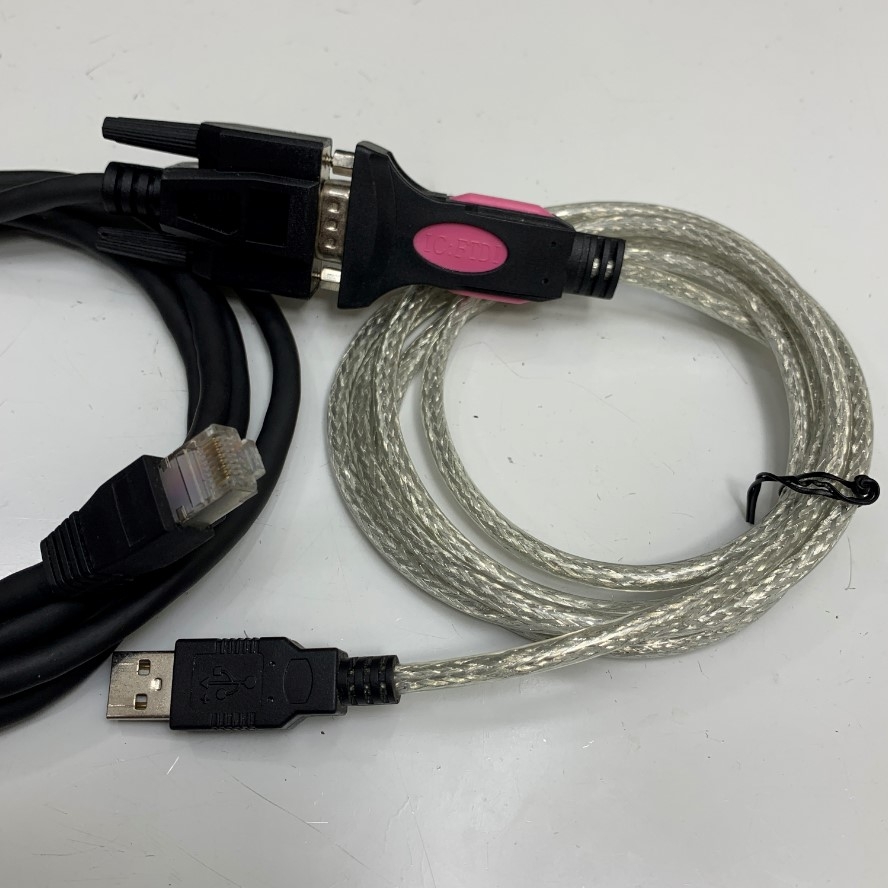 Cáp Điều Khiển USB-S6-L-T00-3.0 Dài 3M 10ft Cable FTDI Chip USB to Serial Adapter + RJ45 to DB9 Female For Inovance IS620P 600P SV660N SV630P Series Servo CN3 Port Download Data with Computer Cable