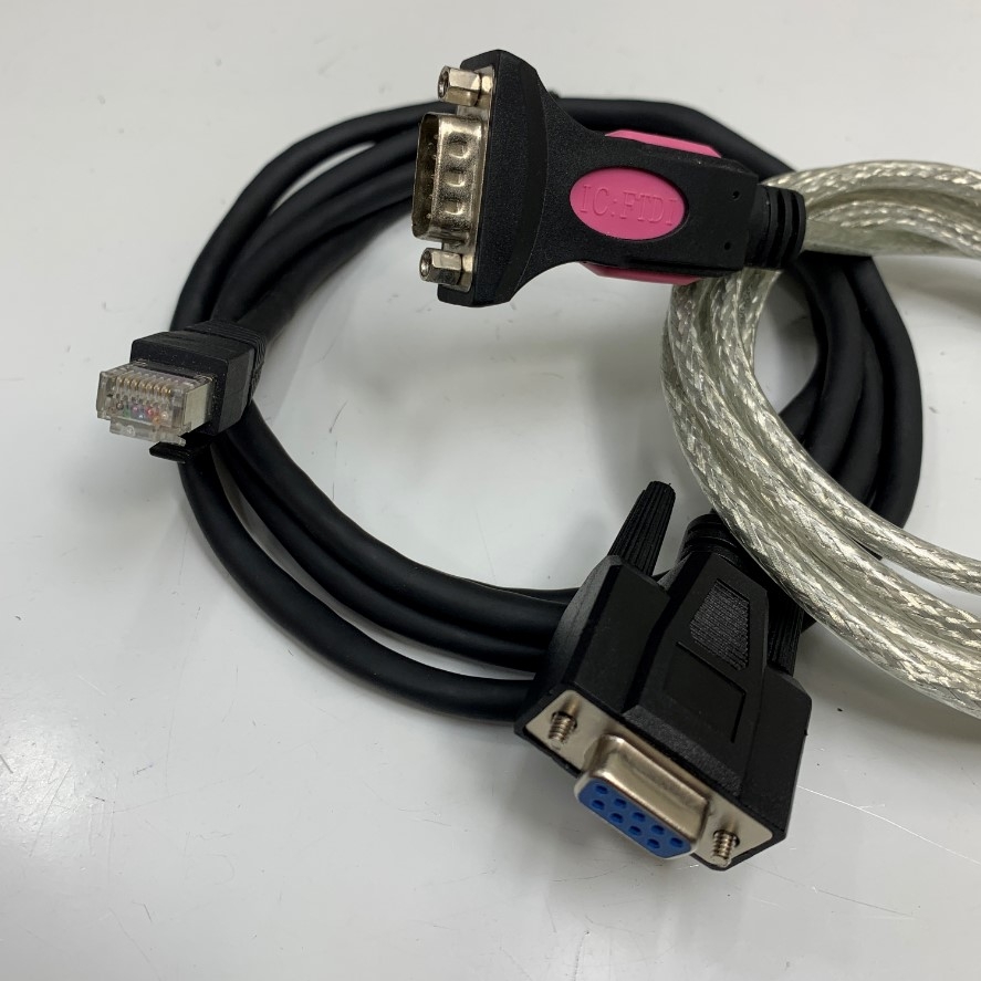 Cáp Điều Khiển USB-S6-L-T00-3.0 Dài 3M 10ft Cable FTDI Chip USB to Serial Adapter + RJ45 to DB9 Female For Inovance IS620P 600P SV660N SV630P Series Servo CN3 Port Download Data with Computer Cable