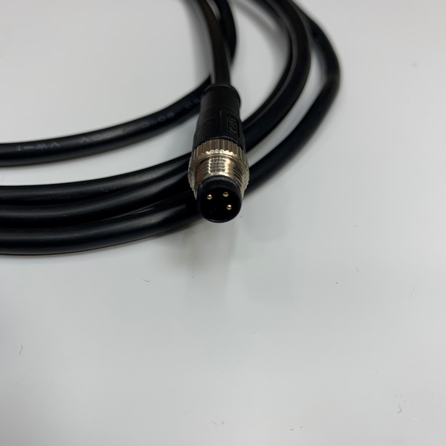 Cáp 2M 6.5ft CAZN Industrial Cable Right Angle Connector M8 3 Pin A-Code Male to Male Circular Sensor Cable E495753 24AWG 80C 300V YAOFENG OD 5.0mm