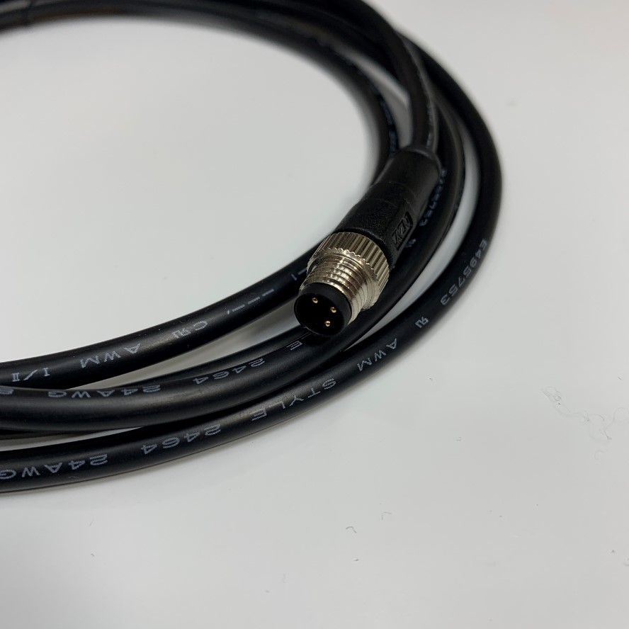 Cáp 2M 6.5ft CAZN Industrial Cable Connector M8 3 Pin A-Code Male to Male Straight Circular Sensor Cable E495753 24AWG 80C 300V YAOFENG OD 5.0mm