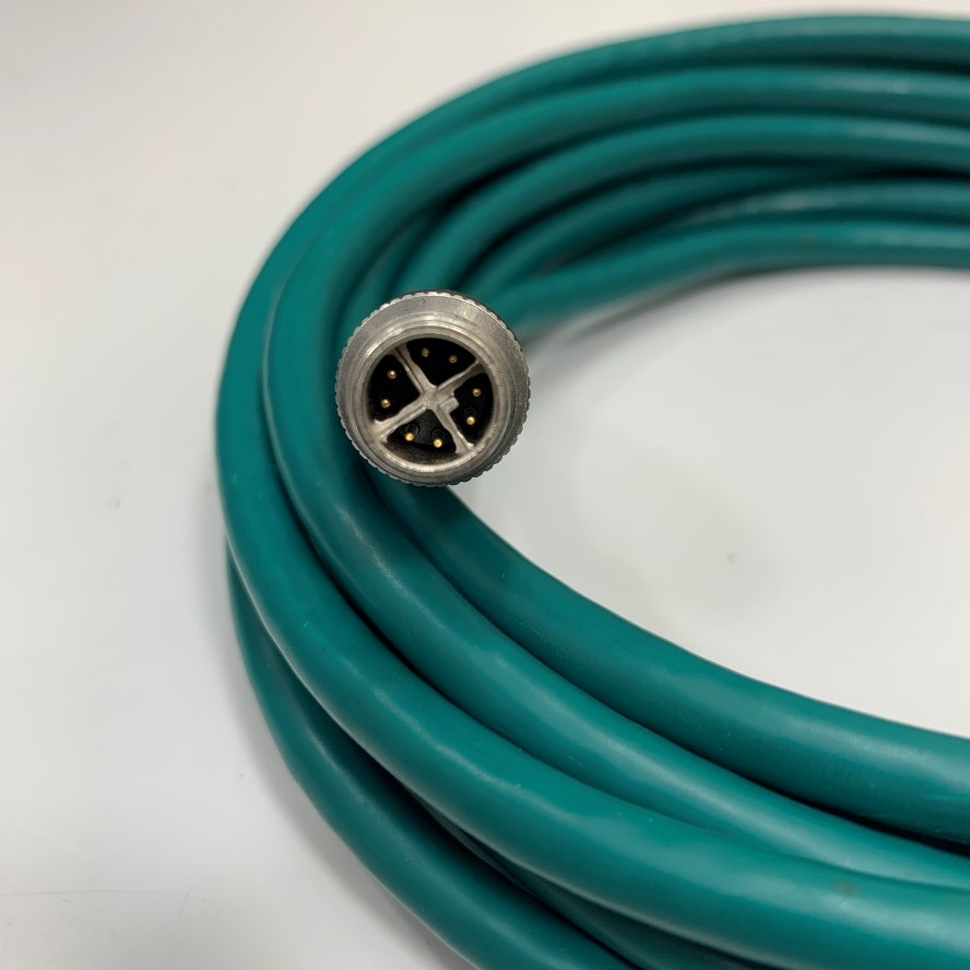 Cáp Original Cognex CCB-84901-2001-05 Dài 3.7M 12.3ft Cable M12 X-Coded 8 Pin Male to RJ45 Ethernet For Keyence SR-750 SR-650 Code Reader, Cognex Camera Industrial