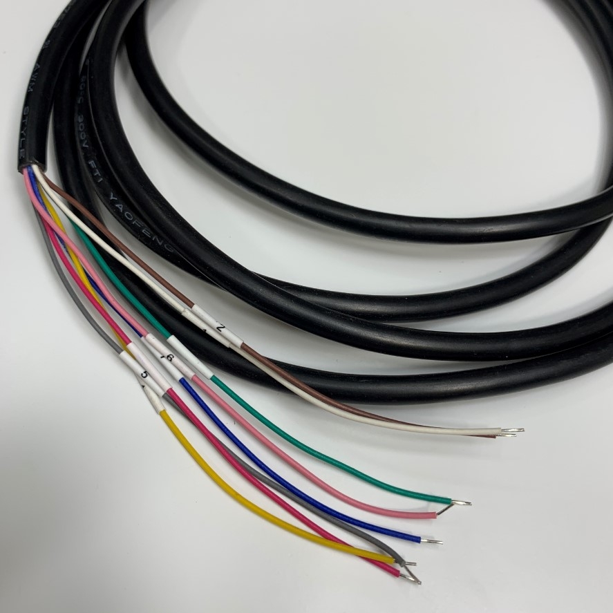 Cáp 2M 6.5ft CAZN Industrial Cable Right Angle Connector M8 A-Code 8 Pin Male Circular to 8 Core Open End Sensor Cable E495753 26AWG 80C 300V YAOFENG OD 5.3mm