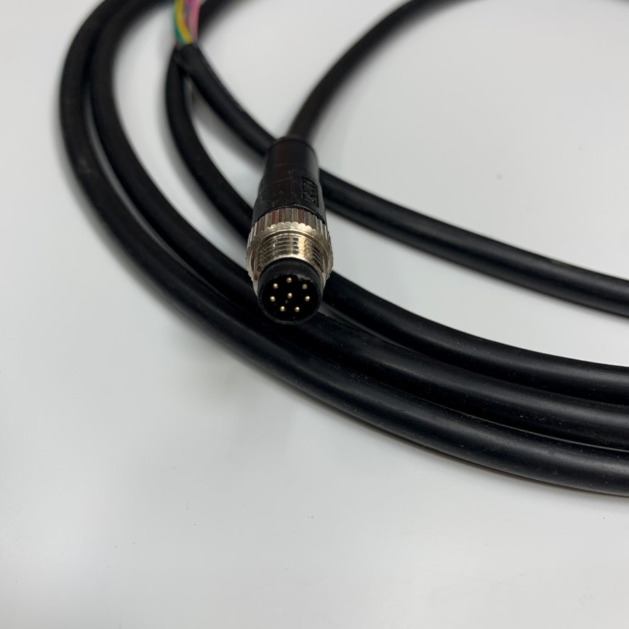 Cáp 2M 6.5ft CAZN Industrial Cable Connector M8 A-Code 8 Pin Male to 8 Core Open End Straight Circular Sensor Waterproof Cable E495753 26AWG 80C 300V YAOFENG OD 5.3mm