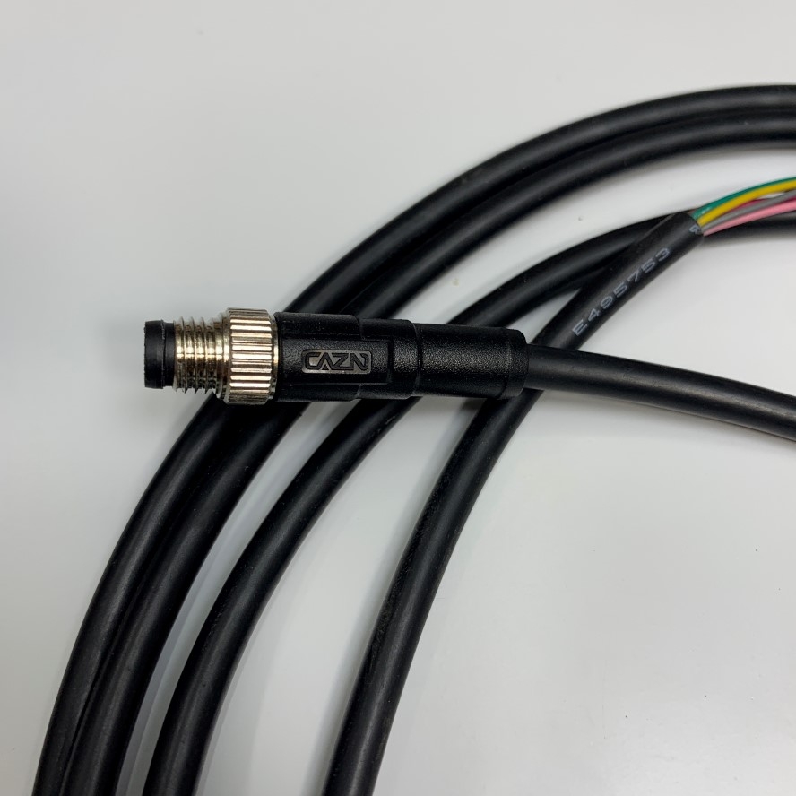 Cáp 2M 6.5ft CAZN Industrial Cable Connector M8 A-Code 8 Pin Male to 8 Core Open End Straight Circular Sensor Waterproof Cable E495753 26AWG 80C 300V YAOFENG OD 5.3mm