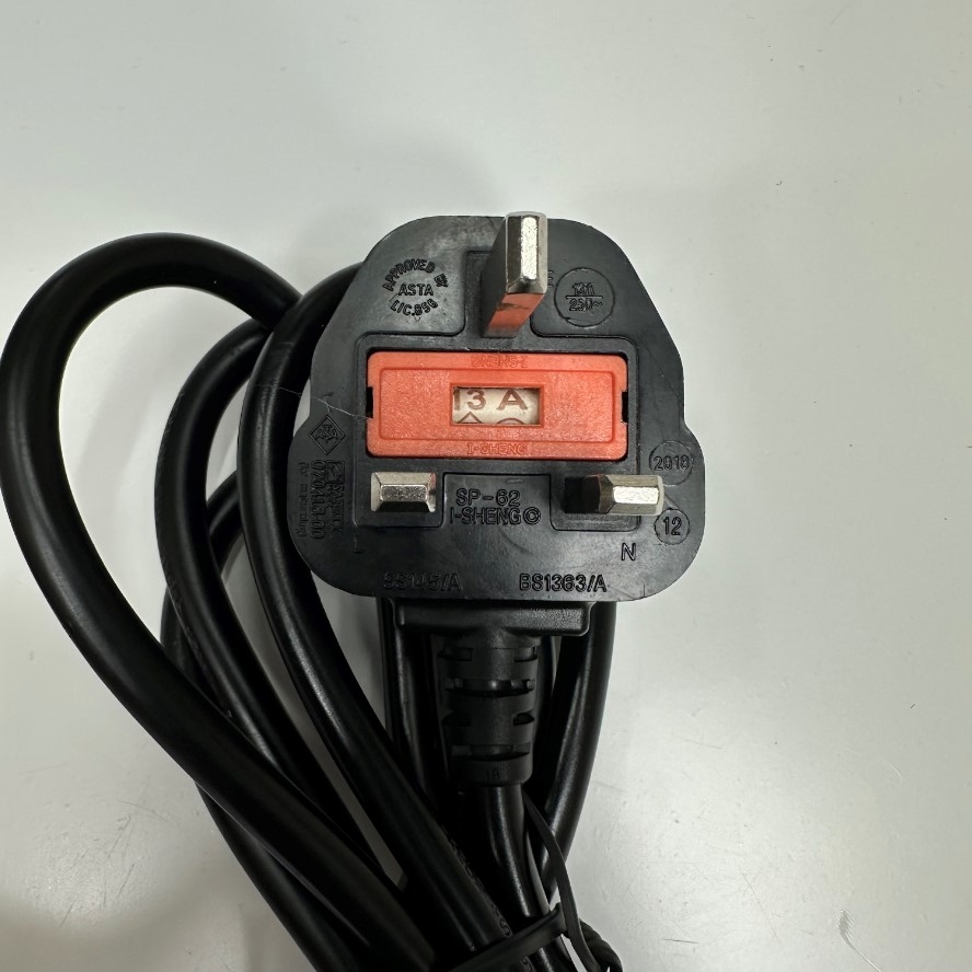 Dây Nguồn 2M 6.5ft AC Power Cord BS1363A Fused 13A 250V UK 3 Pin Plug 18AWG 3x1.0mm² to 3 Core Open End Cable OD 7.2mm For Industrial Power Cable