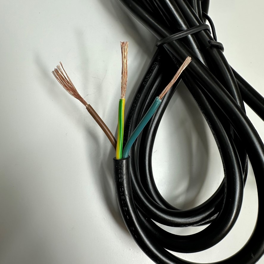 Dây Nguồn 2M 6.5ft AC Power Cord BS1363A Fused 13A 250V UK 3 Pin Plug 18AWG 3x1.0mm² to 3 Core Open End Cable OD 7.2mm For Industrial Power Cable