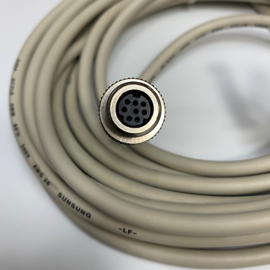 Cáp 5M 17ft Connector Mini DIN 8 Pin Female Circular with M14 Locking to 8 Core Open End Cable Shielded 80C 300V 26AWG SUNGSUNG For Industrial Sensor, Automatic Machine
