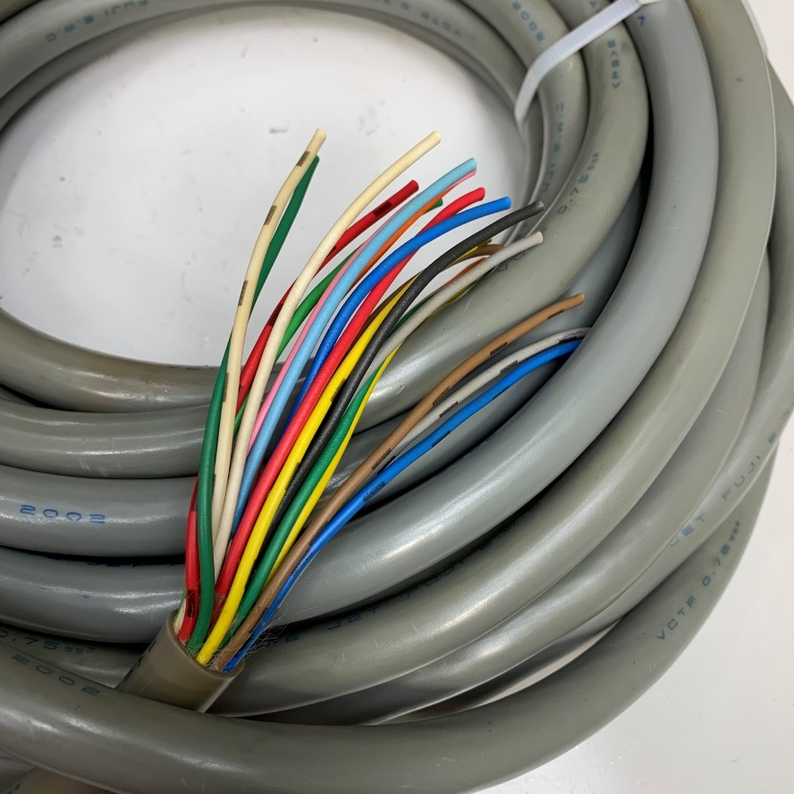 Cáp 6M 20ft Cable FUJI E.W.C 20 Core x 0.75mm² 18AWG 105°C 300V OD 15.5mm Gray For Power Cable and Control Robotics, CNC Machines, Industrial Communication