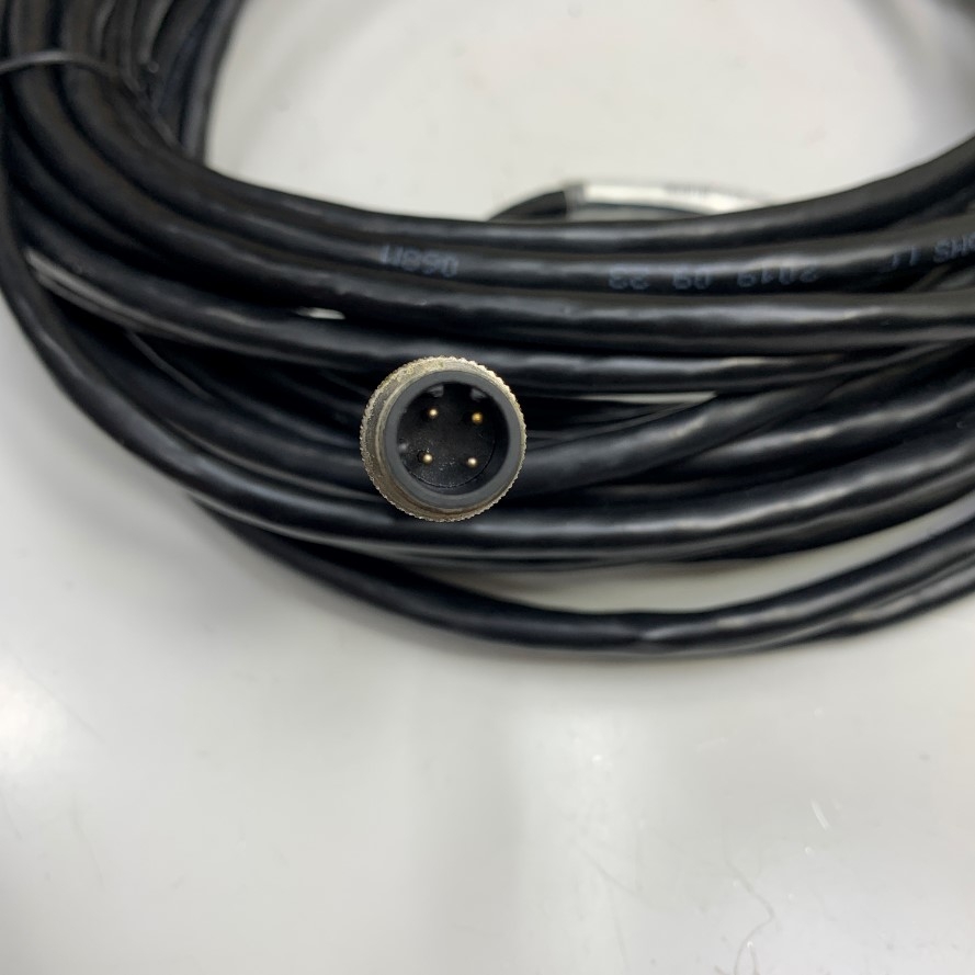 Cáp 15M 50ft M12 D-Code 4 Pin Male to RJ45 Ethernet 24AWG SFTP Shielded Cable M12 4P Male D-CONFIG 15M For Industrial M12 D-Coded Male