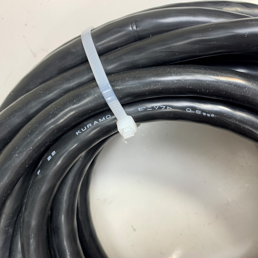 Cáp 10M 33ft Cable KURAMO 30 Core x 0.5mm² 20AWG 105°C 300V OD 15.5mm Black For Power Cable and Control Robotics, CNC Machines, Industrial Communication