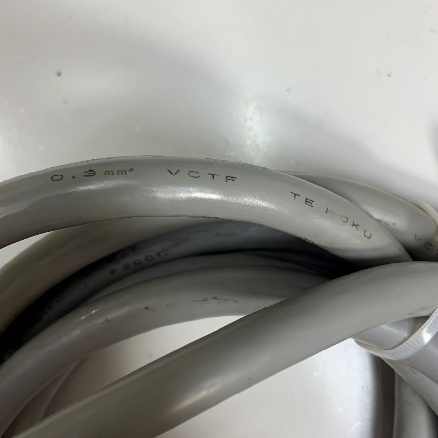 Cáp 5.5M 18ft TEIKOKU 40 Core x 0.3mm² VCTF 2001 22AWG 105°C 300V OD 13.5mm Gray For Control Robotics, CNC Machines, Industrial Communication