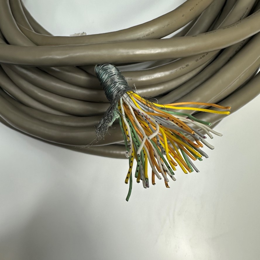 Cáp 17M 57ft Shielded Cable HITACHI 50 Core x 0.17mm² 24AWG 80°C 300V Multi Pair OD 12mm Grey Cable E41447 STYLE 2464 VW-1 For Signals Servo Motor Encoder, Industrial I/O Communication
