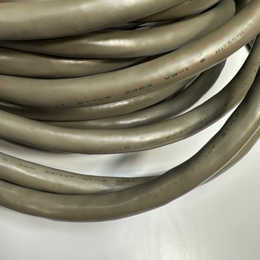 Cáp 17M 57ft Shielded Cable HITACHI 50 Core x 0.17mm² 24AWG 80°C 300V Multi Pair OD 12mm Grey Cable E41447 STYLE 2464 VW-1 For Signals Servo Motor Encoder, Industrial I/O Communication