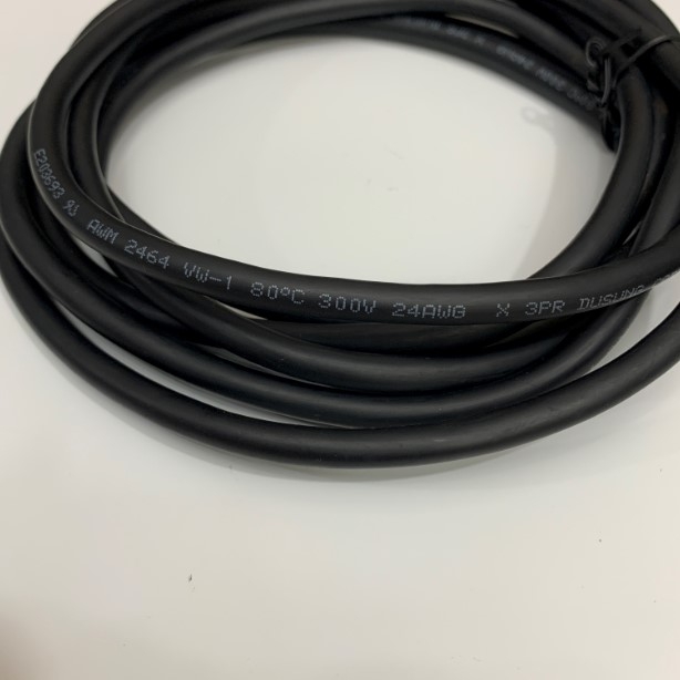 Cáp Tín Hiệu DUSUNG 6 Core Robot Wire Cable Conductor E203693 AWM 2464 VW-1 80C 300V 24AWG X 3PR CABLE ROHT LF FA LINK Black OD 6.8mm Length 3.8M