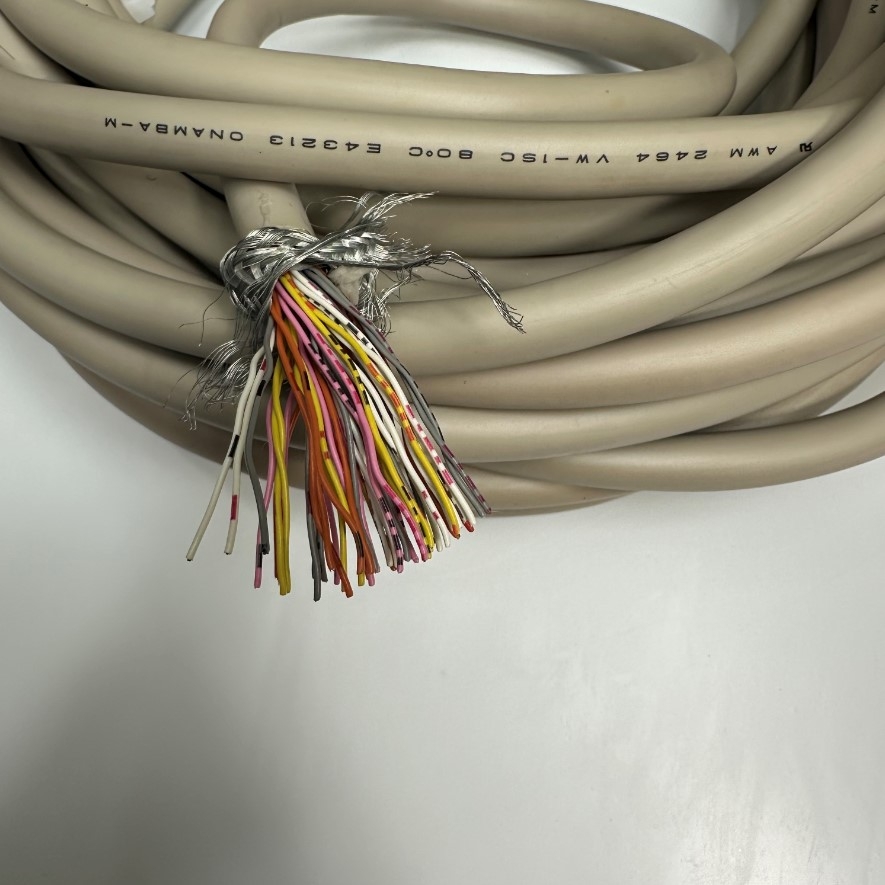 Cáp 14M 47ft Shielded Cable ONAMBA-M 50 Core x 0.17mm² 24AWG 80°C 300V Multi Pair OD 12mm Grey Cable AWM 2464 VW-1SC E43213 For Signals Servo Motor Encoder, Industrial I/O Communication