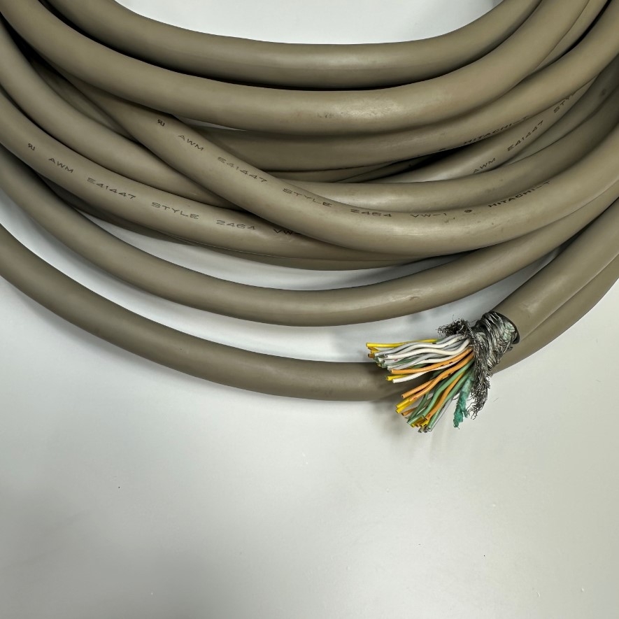 Cáp 14M 47ft Shielded Cable HITACHI 36 Core x 0.2mm² 24AWG 80°C 300V Multi Pair OD 11.5mm Grey Cable E41447 STYLE 2464 VW-1 For Signals Servo Motor Encoder, Industrial I/O Communication