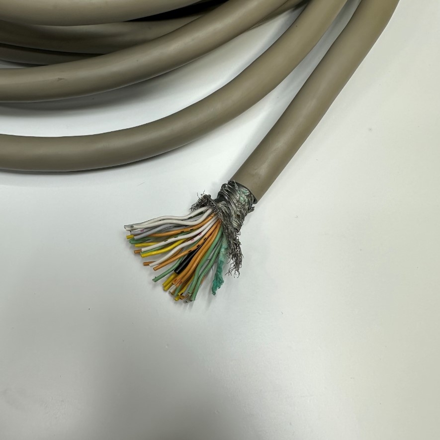 Cáp 14M 47ft Shielded Cable HITACHI 36 Core x 0.2mm² 24AWG 80°C 300V Multi Pair OD 11.5mm Grey Cable E41447 STYLE 2464 VW-1 For Signals Servo Motor Encoder, Industrial I/O Communication