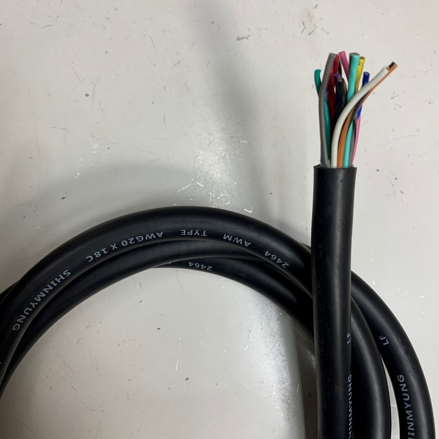 Cáp 2M 6.5ft Connector Sam Woo SCC6A-25-24S 24 Pin Female to 18 Core Open End Cable 18C x 0.5mm² 20AWG SHINMYUNG OD 12mm For Power Cable and Control Robotics, CNC Machines
